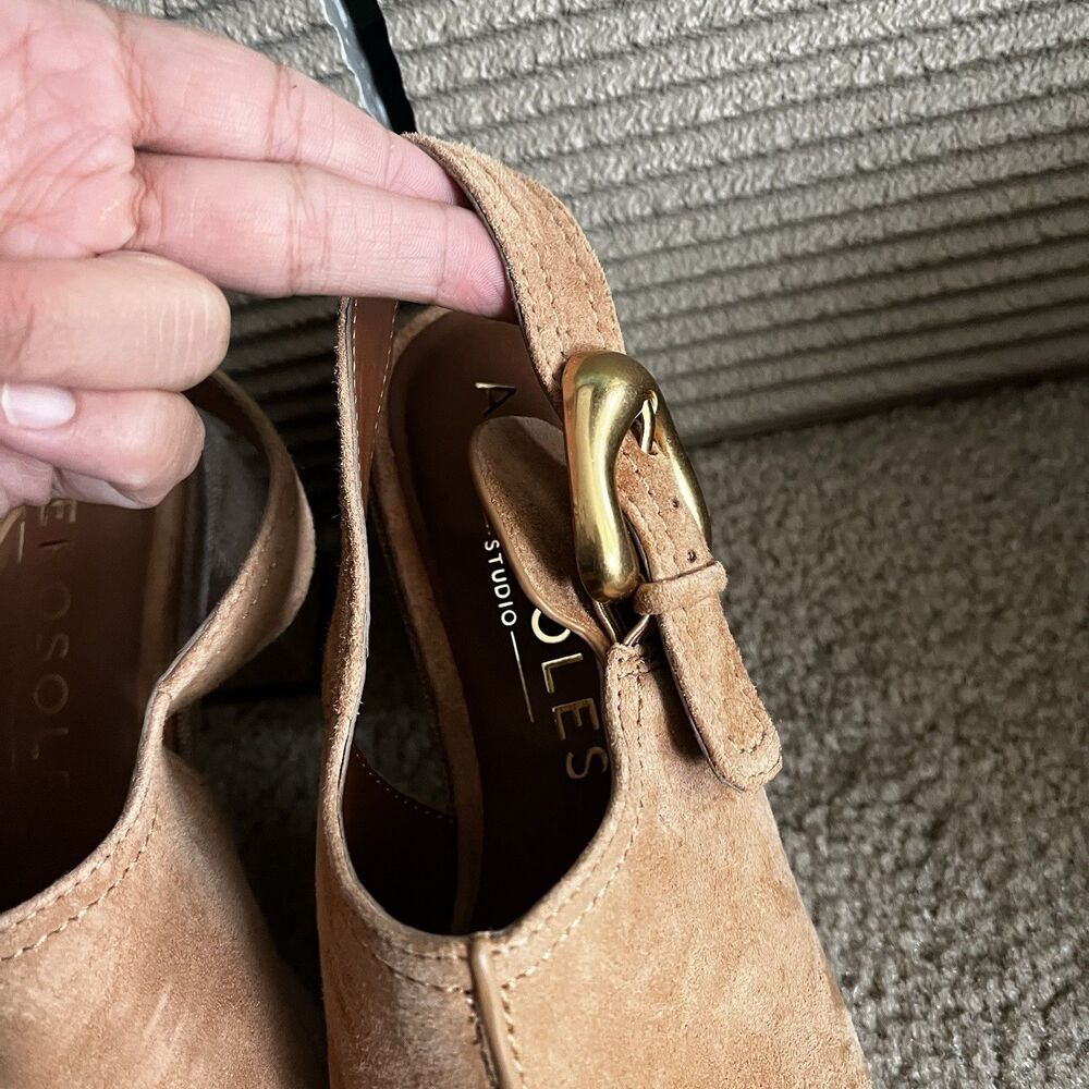Aerosoles Sandals Sz 6.5 Zella Suede Leather Buckle Western Summer Sophisticated - Picture 3 of 6